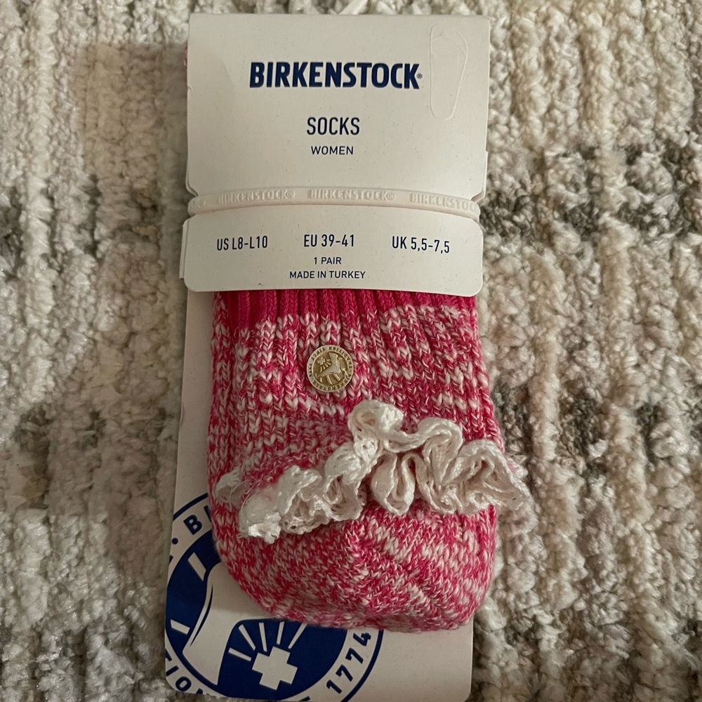 Birkenstock Women's Pink Ruffle Socks
